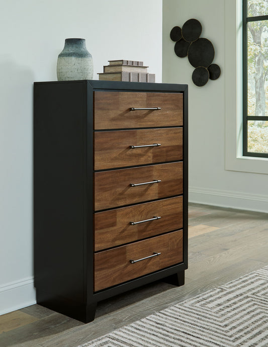 Kraeburn - Five Drawer Chest - Brown / Black