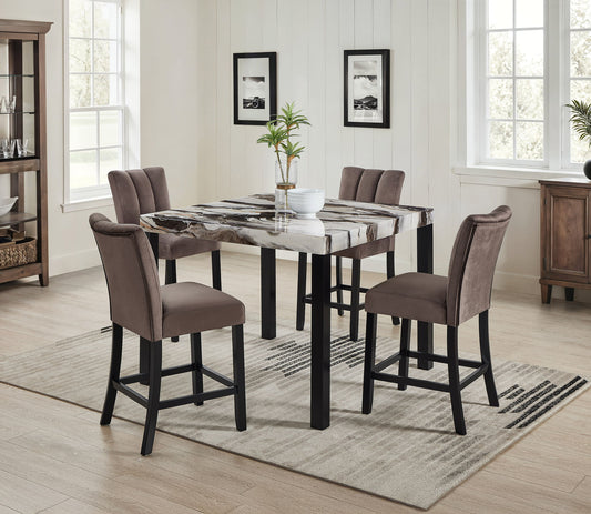 Vega - 5 Piece Counter Dining Room Set - Gray / Black