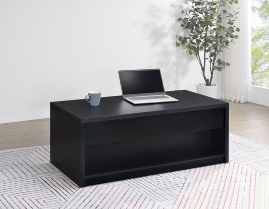Knapp - Lift Top Cocktail Coffee Table With Dual Drawers - Black
