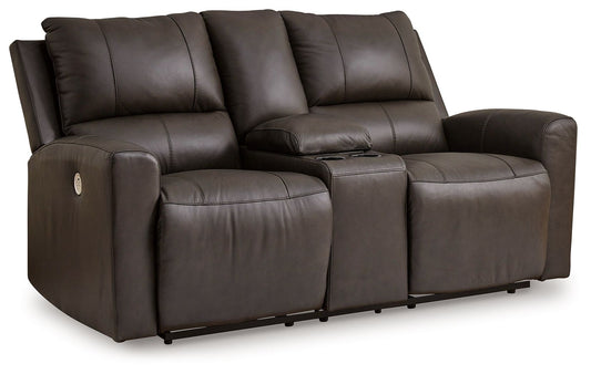 Boxmere - Dbl Power Reclining Loveseat with Console - Storm