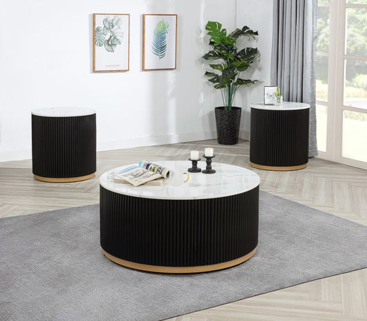 Kara - Coffee Table With Casters - Black / White