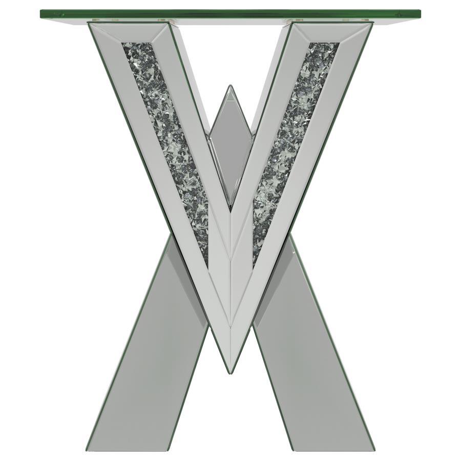 Taffeta - Glass Top Mirrored Acrylic Table