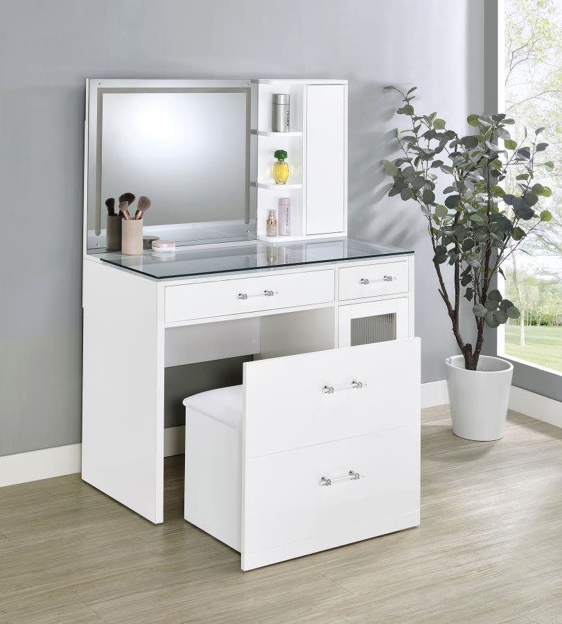 Flora - 2-Drawer Vanity Set With LED Mirror