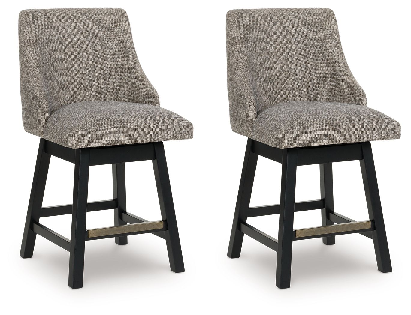 Neymorton - Upholstered Swivel Barstool (Set of 2) - Dark Grayish Brown