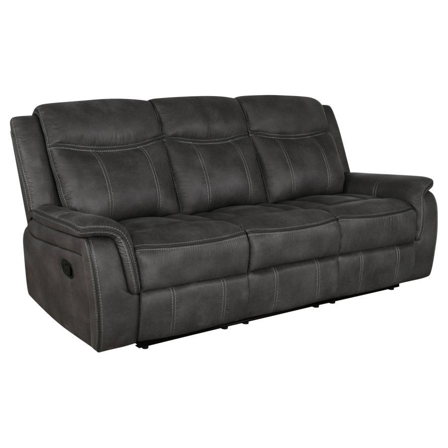 Lawrence - Upholstered Padded Arm Reclining Sofa - Charcoal