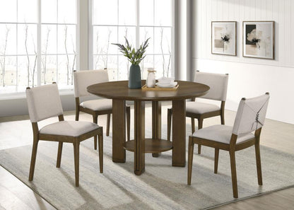 Ottowa - 5 Piece Round Wood Dining Room Table Set - Brown