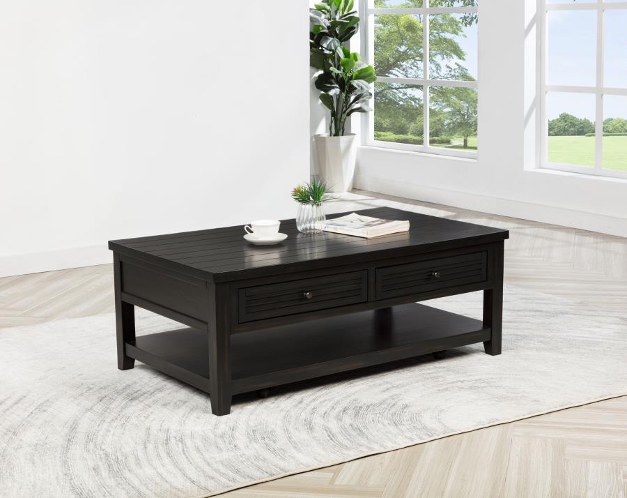 Concord - 2-Drawer Rectangular Coffee Table - Distressed Java