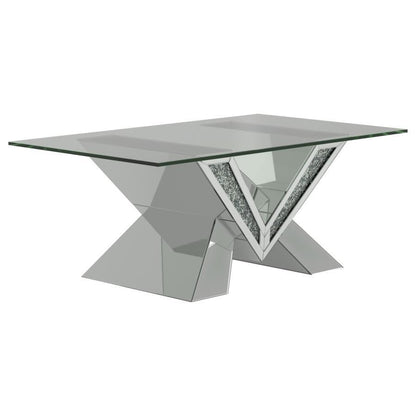 Taffeta - Glass Top Mirrored Acrylic Table