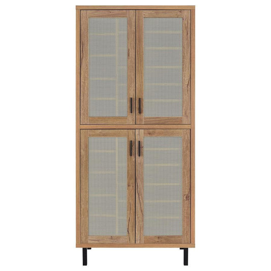 Teller - 4-Door Tall Shoe Storage Cabinet - Natural Oak