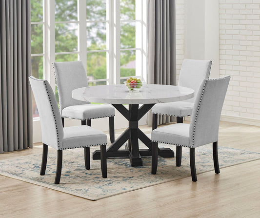 Vance - 5 Piece Dining Room Set - White / Gray