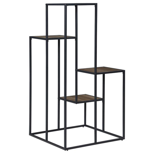Rito - 4-Tier Multi - Display Shelf - Rustic Brown And Black