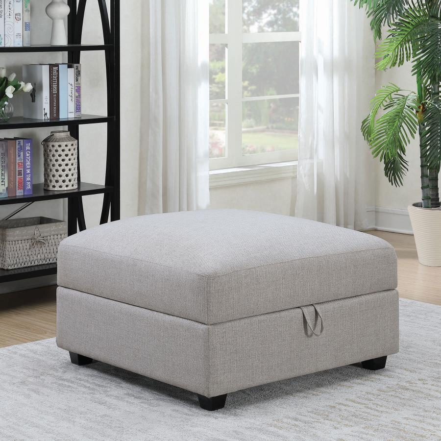 Cambria - Square Upholstered Storage Ottoman - Gray