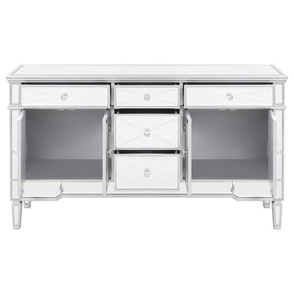 Duchess - 5-Drawer Mirrored Storage Accent Cabinet - Silver