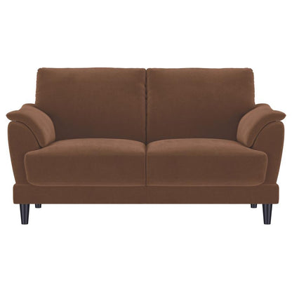 Selma - Velvet Upholstered Crescent Arm Loveseat - Rust
