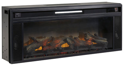 Foyland - 83" TV Stand With Electric Infrared Fireplace Insert - Black / Brown