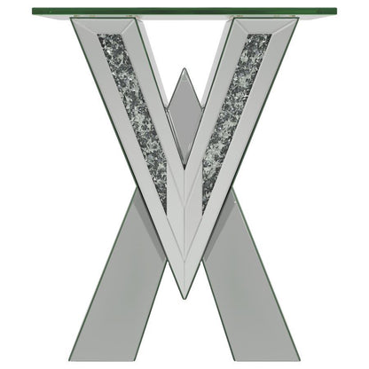 Taffeta - Glass Top Mirrored Acrylic Table