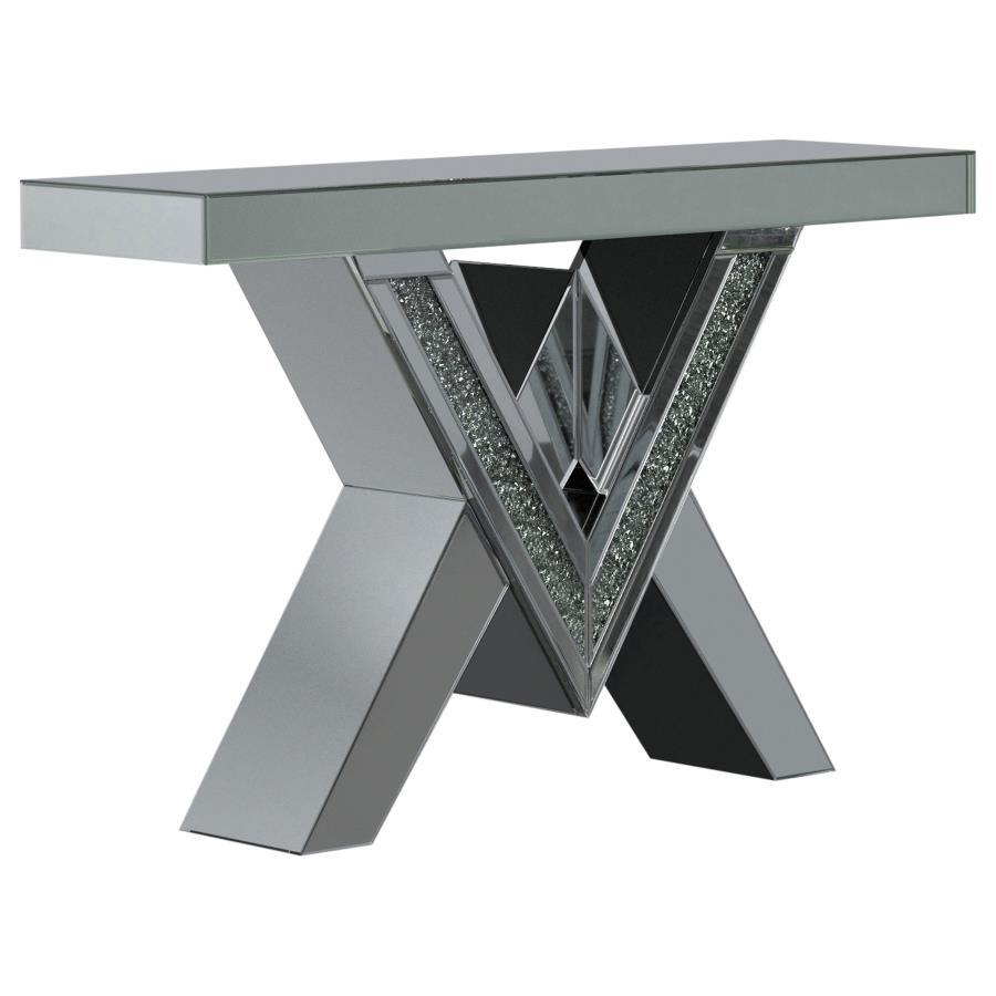 Taffeta - Glass Top Mirrored Acrylic Table