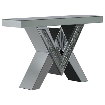 Taffeta - Glass Top Mirrored Acrylic Table