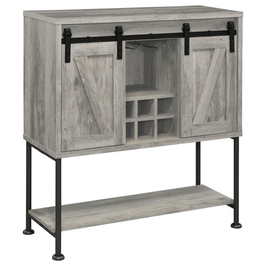 Claremont - Sliding Door Home Bar Wine Cabinet - Gray Driftwood