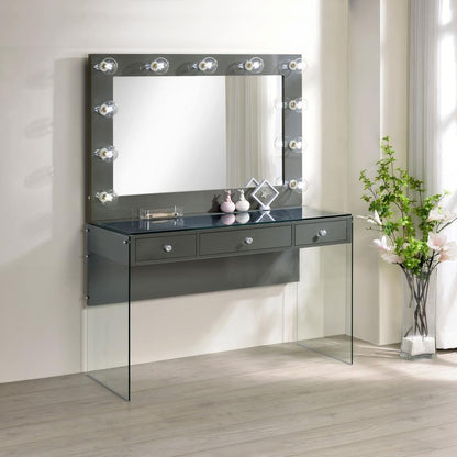 Afshan - 3-Drawer Vanity Set With Lighting - Gray High Gloss
