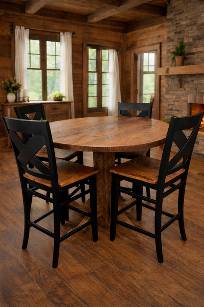 Valcour Solid Oak Bar Table and 4 Stools