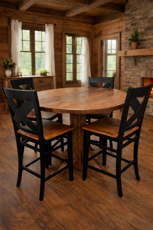 Valcour Solid Oak Bar Table and 4 Stools