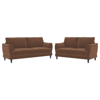 Selma - 2 Piece Velvet Upholstered Crescent Arm Sofa Set - Rust