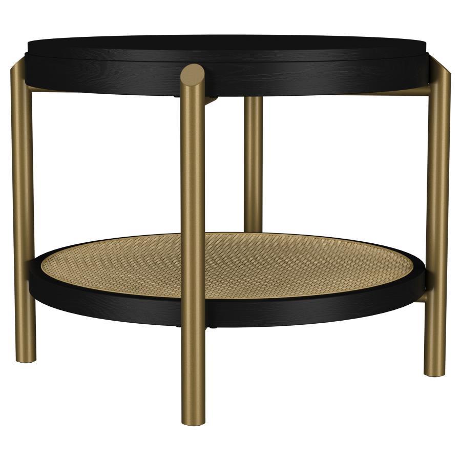 Arini - Round End Side Table With Storage Shelf