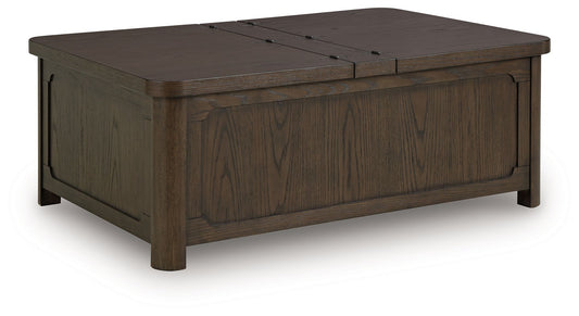 Breckington - Cocktail Table With Storage - Dark Brown