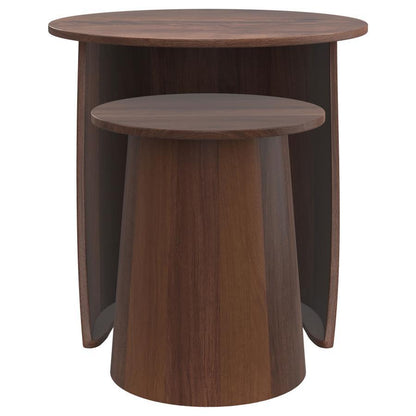 Yency - 2 Piece Round - Mango Wood Nesting Table Set - Dark Brown