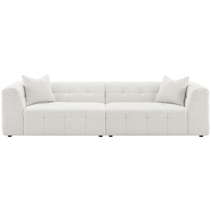 Everly - Boucle Upholstered Extra Long Sofa - White