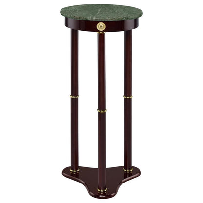 Edite - Round Marble Top Accent Side Table - Merlot