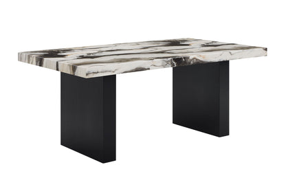 Vega - Faux Marble Dining Table - White / Black