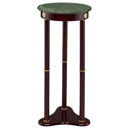 Edite - Round Marble Top Accent Side Table - Merlot