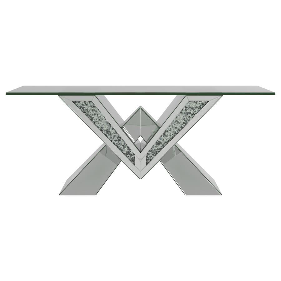 Taffeta - Glass Top Mirrored Acrylic Table