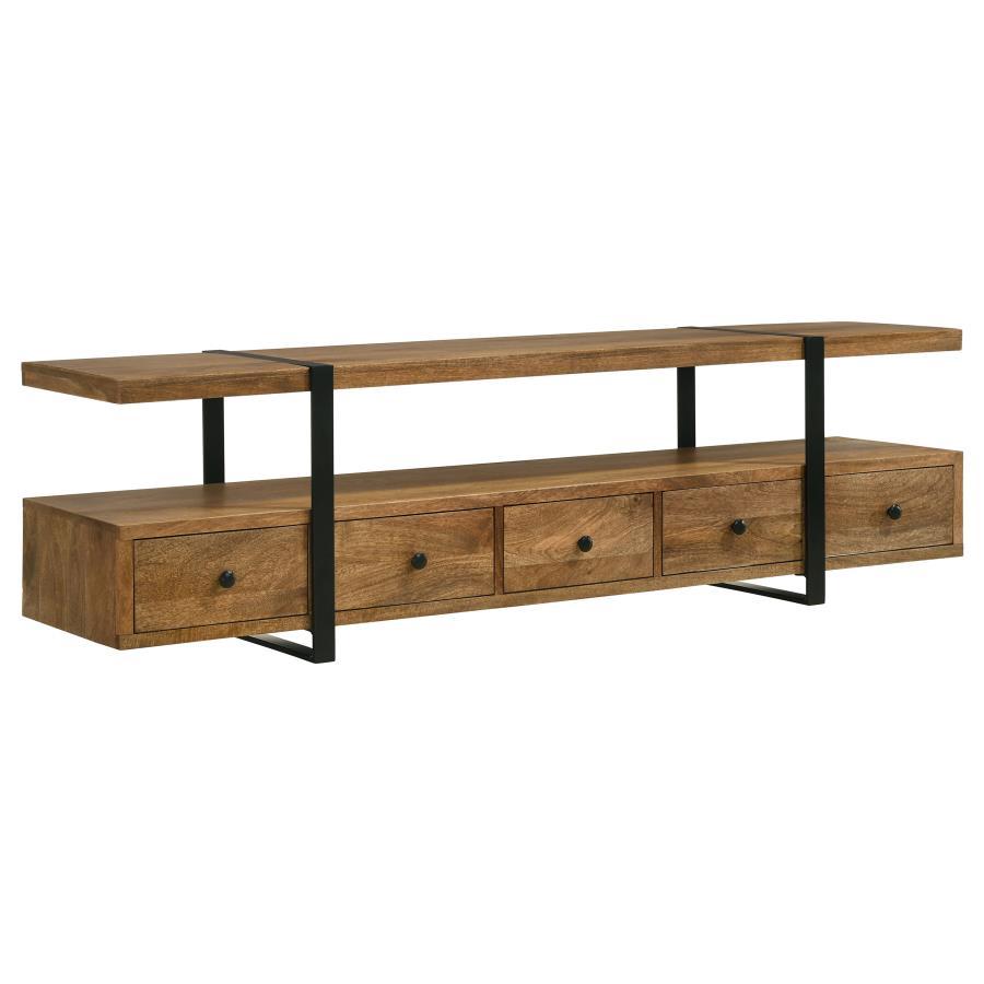 Otto - 5-Drawer Mango Wood TV Stand Media Console - Brown