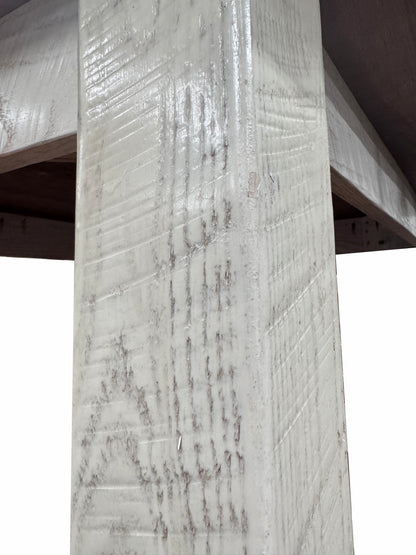 Valcour Rustic Whitewash Barnwood Dining Table and 4 Chairs