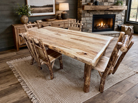 Valcour 7' Rustic Aspen Dining Table